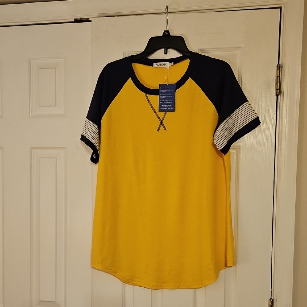 ADIBOSY yellow & navy Top, Size XL